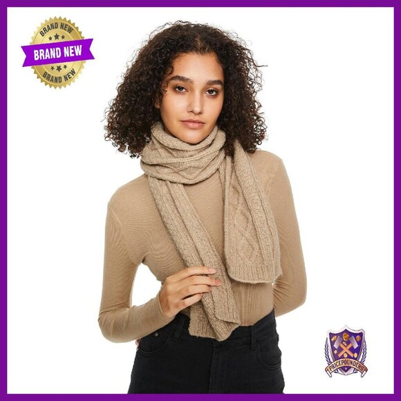 Accessories - Chunky Cable Knit Winter Scarf - Extra Long Warm Wrap for Cold Weather